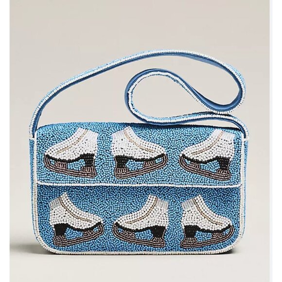 Anthropologie The Fiona Beaded Bag: Winter Icon Edition- Blue Skates